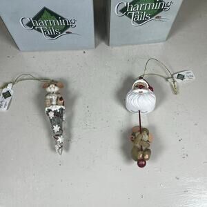 2 Charming Tails Christmas Ornaments - excellent condition